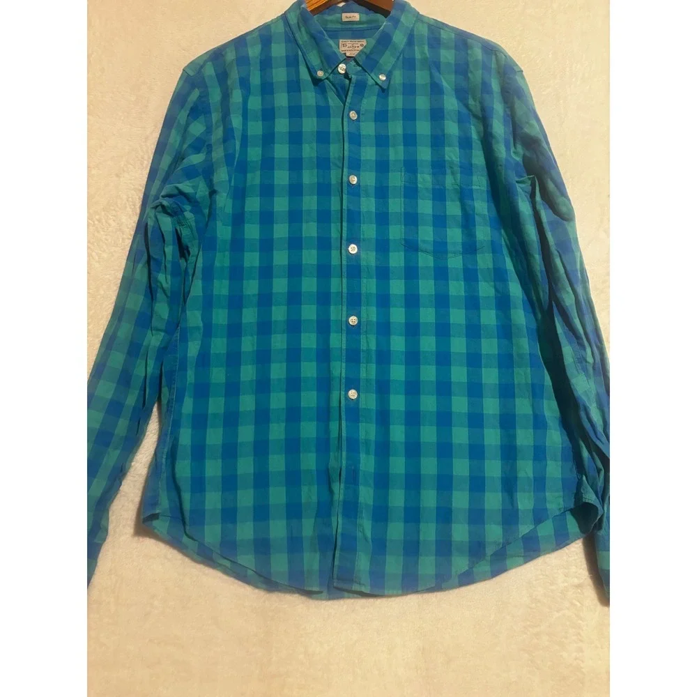 Vintage J Crew Slim Shirt Men's XL Dress Turquoise Blue‎ Long Sleeve 100% Cotton